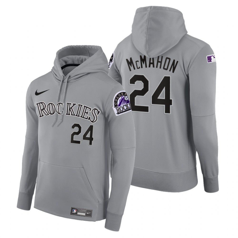 Men Colorado Rockies #24 Mcmahon gray road hoodie 2021 MLB Nike Jerseys